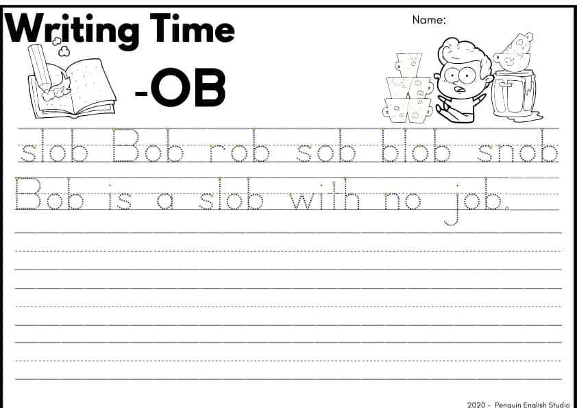 CVC Short O Handwriting Practice | -ob, -og, -op, -ot Writing Sheets | Grade 1