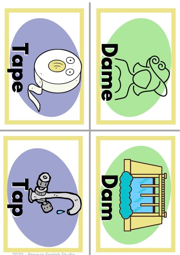Magic E Flash Cards | 24 CVC to CVCe Word Pairs like Tap and Tape | 1st Grade Phonics