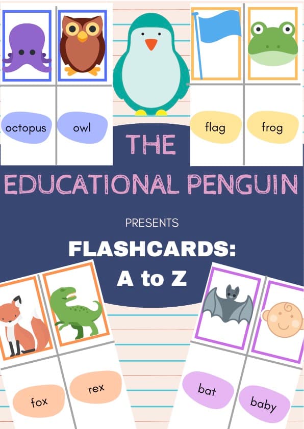A-Z Phonics Flash Cards | Picture & Word Cards for the Alphabet | Grade 1 ESL