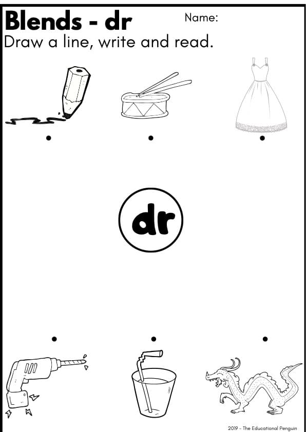 DR FR FL TR Consonant Blends Worksheets | 30 Phonics Pages | Kindergarten-1st Grade