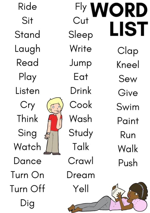 Action Verbs Flash Cards | 36 Vocabulary Cards | Pre-K-1 ESL