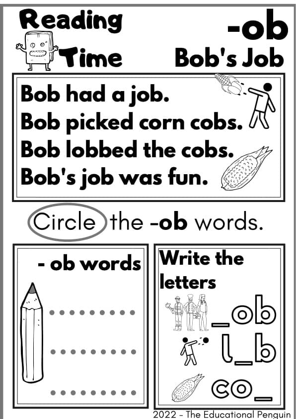 Short O Word Family Reading Passages | CVC Decodable Stories -ob -og -ot -op | 1st Grade