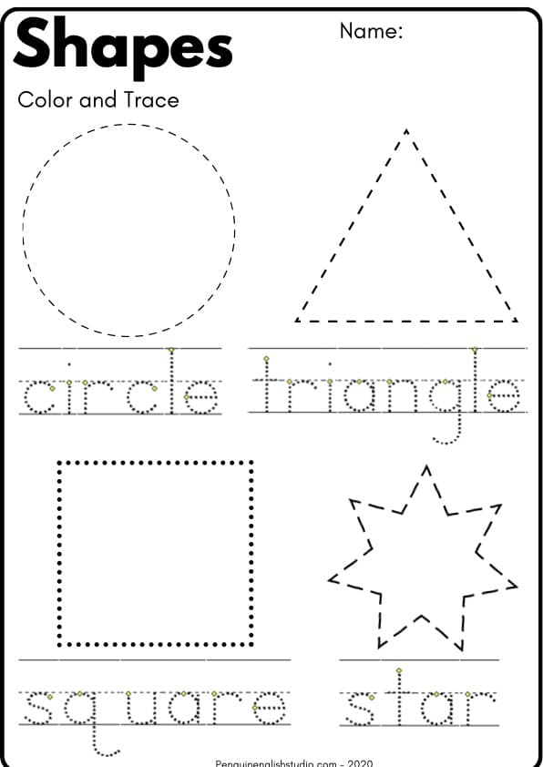 2D Shapes Worksheets | 20 Pages of Tracing, Coloring and Cut and Paste | 1st Grade Math