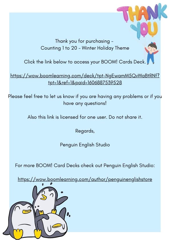 Winter Counting 1 to 20 Boom Cards | Digital Math Task Cards | Kindergarten-1st Grade