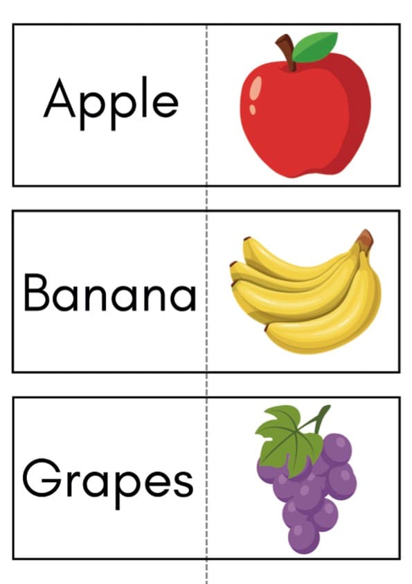 Fruit Flash Cards | 27 Fruit Vocabulary Cards | 1st Grade ESL