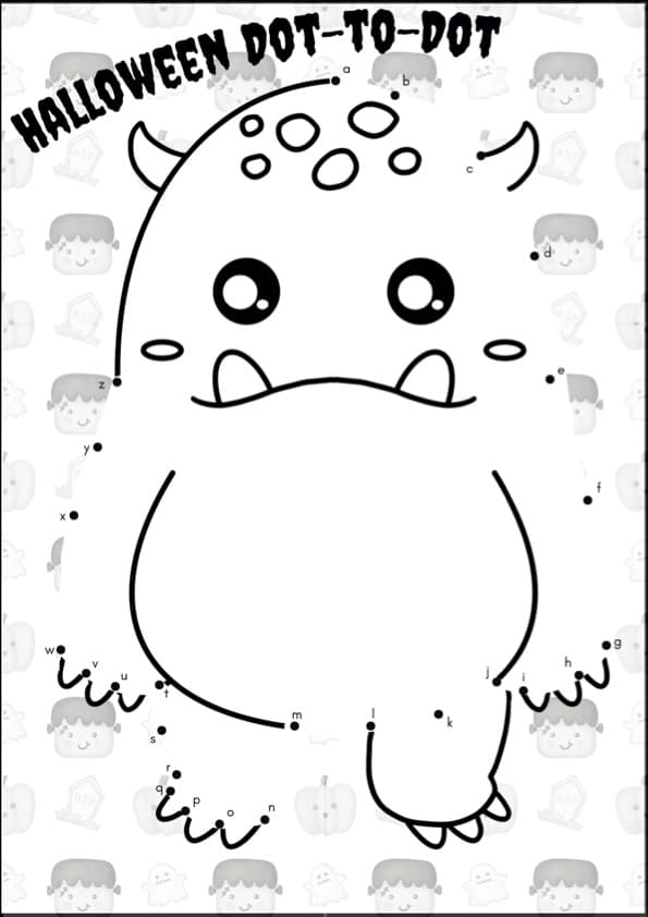 Halloween Alphabet Dot-to-Dot Worksheets | A to Z Letter Order | Pre-K-1st Grade