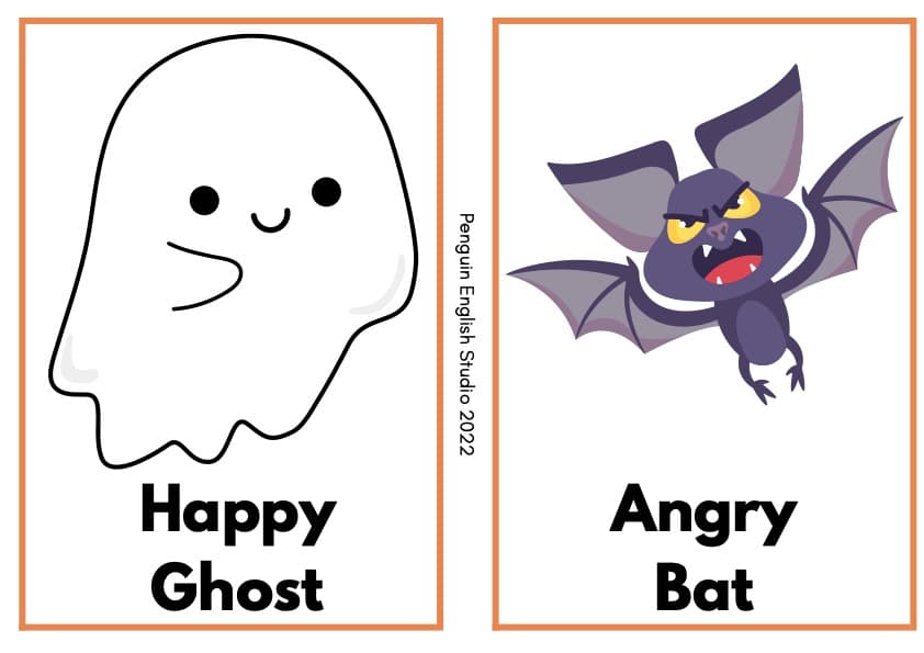 Halloween Emotions Flash Cards | 10 Spooky Feelings Vocabulary Cards | Pre-K ESL