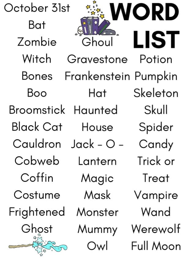 Halloween Flash Cards | 36 Picture and Word Cards | 1st Grade ESL