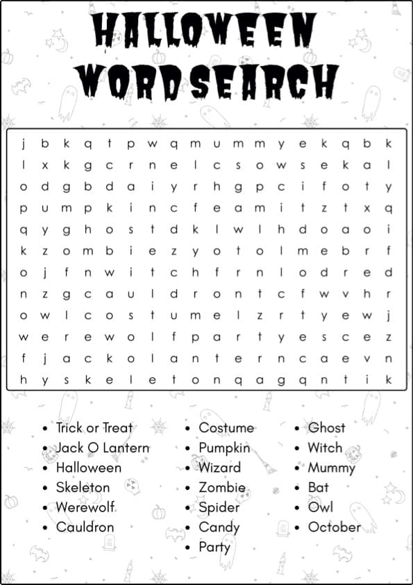 Halloween Word Search Puzzles | 20 Spooky Vocabulary Word Searches | 1st-3rd Grade