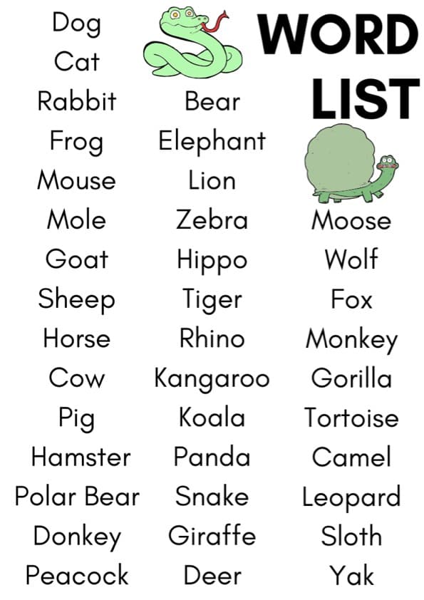 Animal Flash Cards | 38 Farm, Wild and Pet Animal Picture and Word Cards | 1st Grade ESL