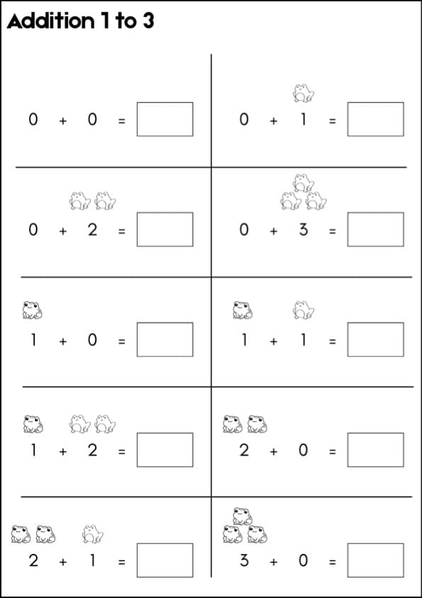 Addition to 10 Worksheets with Picture Supports | 1st Grade Math