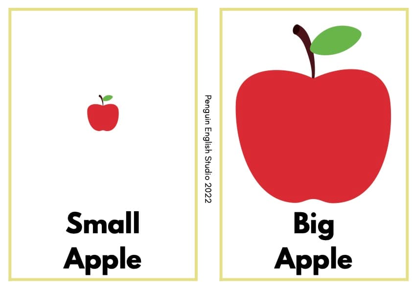 Opposite Adjectives Flash Cards | Food-Themed Describing Words | 1st Grade ESL Vocabulary