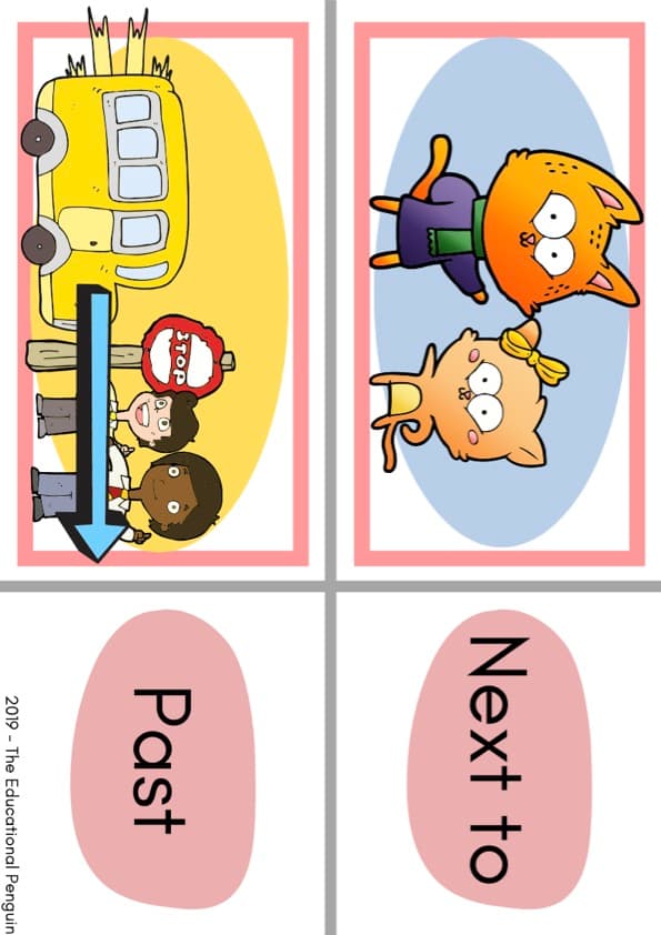 Prepositions Flash Cards | 26 Picture and Word Fold Cards with Word List | 1st Grade ESL