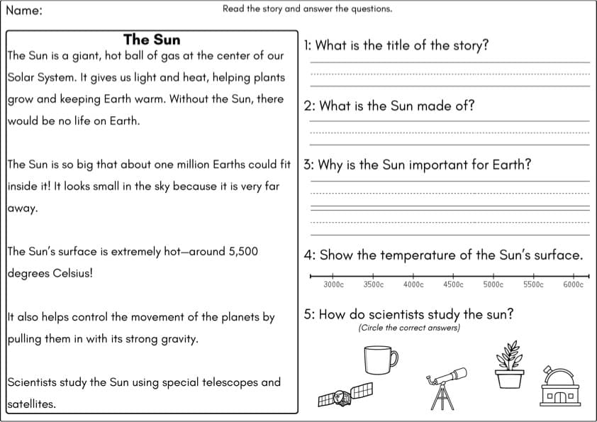Solar System Reading Comprehension Passages | The Sun and 8 Planets | 1st-2nd Grade Science Reading