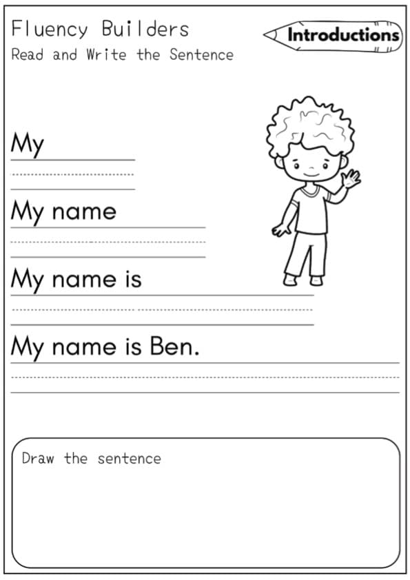 All About Me Sentence Pyramids Worksheets | 30 Read, Write and Draw Fluency Pages | 1st Grade ESL