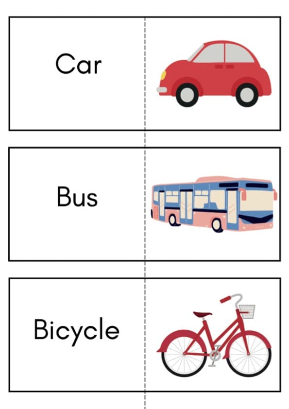 Transport Flash Cards 40 Vehicle Vocabulary Cards ESL EFL Pre K | Pre-K Flash Cards