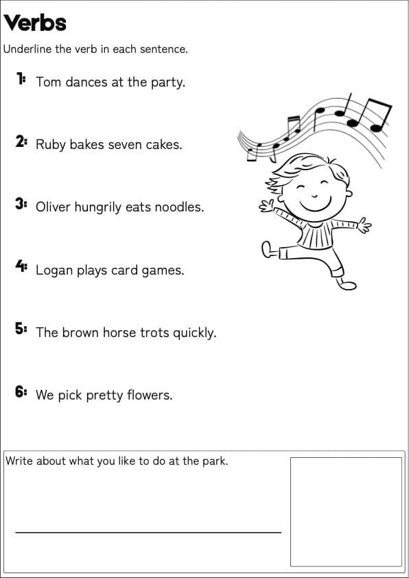 VERB Worksheet Pack Find And Underline Grade 1 Grammar | 1st Grade Grammar