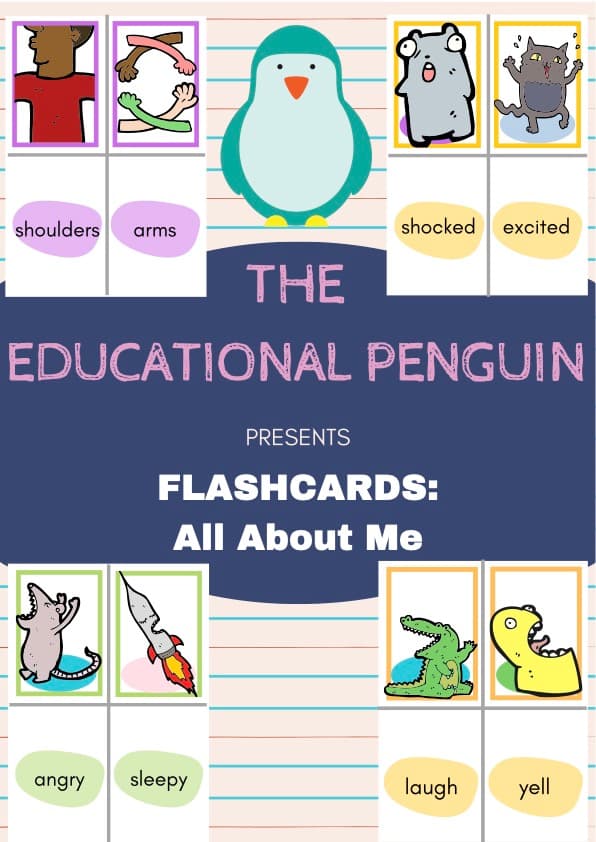 All About Me Flash Cards | Feelings & Body Parts Vocabulary for Early ESL