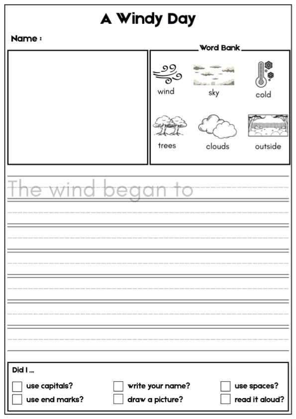 Weather And Seasons Writing Journal Prompts 30 No Prep Pages K | 1st Grade Writing