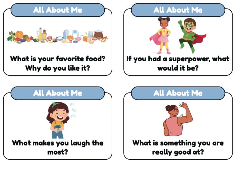 Conversation Starters Task Cards | ESL and EFL Speaking Prompts Grades 1-3