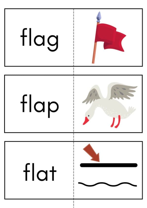 FL and FR Blends Flash Cards | 32 Word and Picture Cards | Grade 1 ESL | 1st Grade Blends
