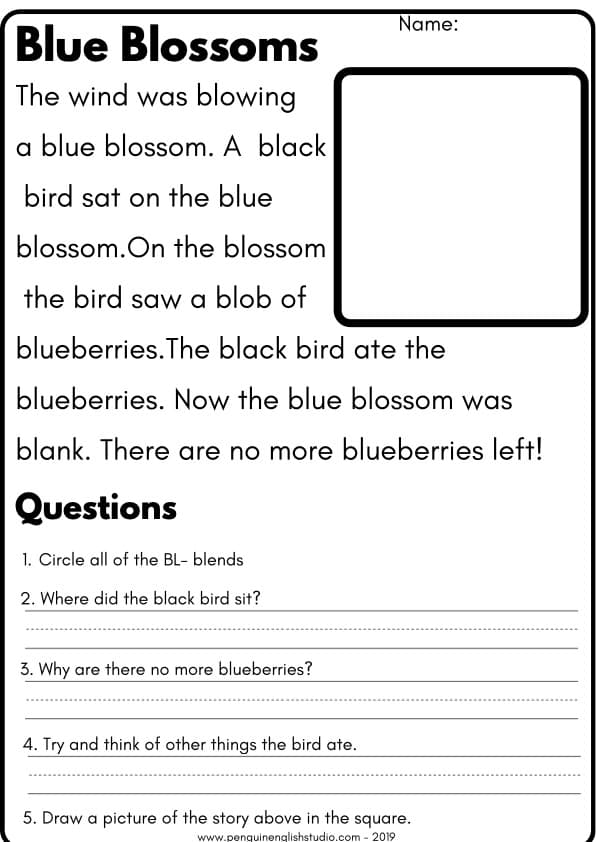 Blends Reading Passages BL BR CL CR | 8 Short Stories with Questions | Grade 1 ESL | 1st Grade Blends