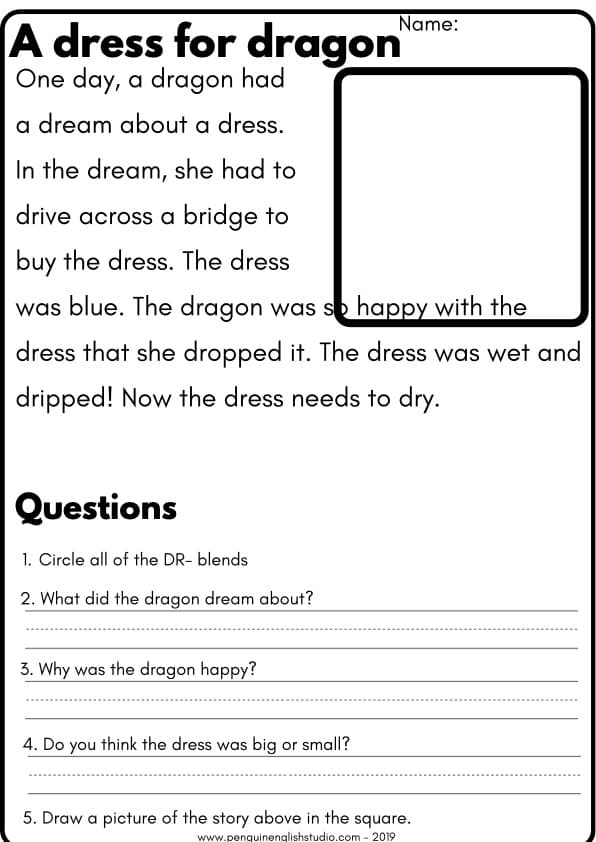 Blends Reading Passages DR FR FL TR | 8 Short Stories with Questions | Grade 1 ESL | 1st Grade Blends