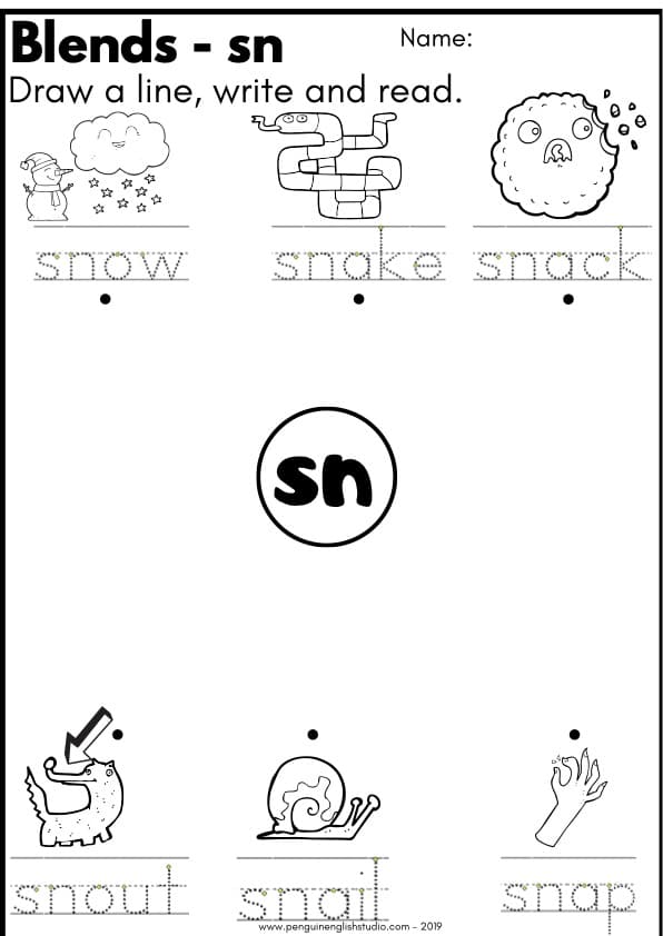 S Blends Worksheets SN SP ST | Cut and Paste, Word Search and Sorting | 1st Grade Blends