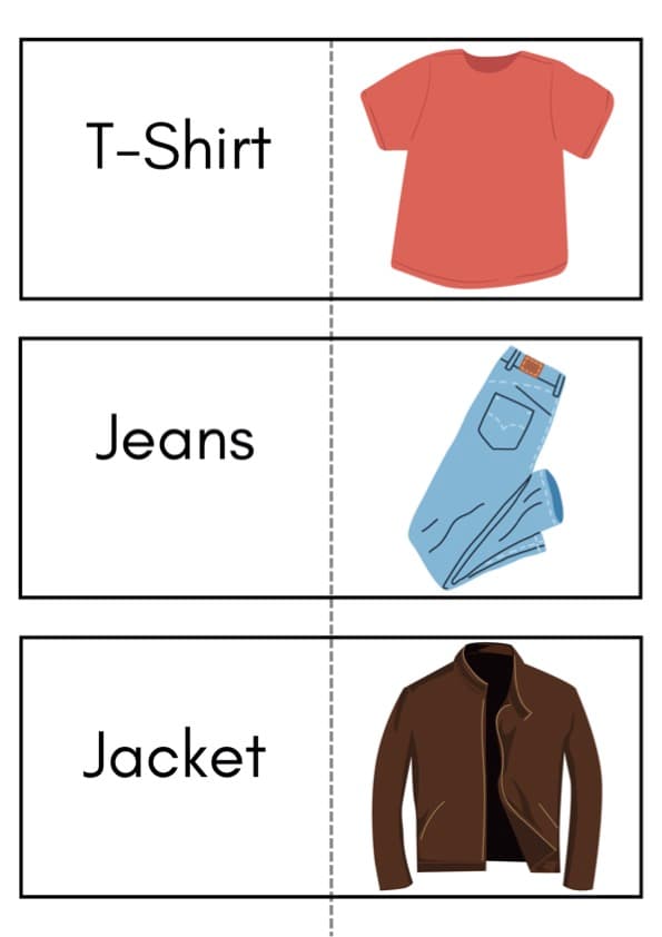 Clothes Flash Cards | 30 Clothing Vocabulary Fold Cards | 1st Grade Flash Cards