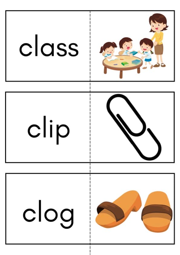 CL and CR Blends Flash Cards | 32 Word and Picture Cards | 1st Grade Blends