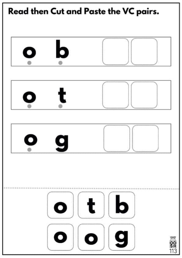 Short O CVC Phonics Workbook | -ob -ot -og -op -ox -od Word Families | 1st Grade CVC Words