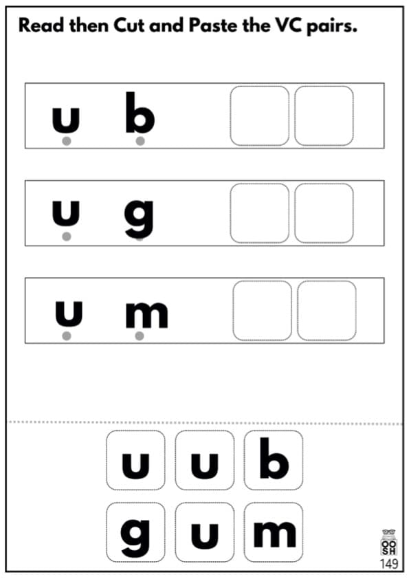 Short U CVC Phonics Workbook | -ub -ug -um -un -ut -ud Word Families | 1st Grade CVC Words