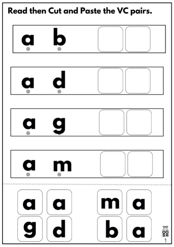 Short A CVC Phonics Workbook | -ab -ad -ag -am -an -ap -at Word Families | 1st Grade CVC Words