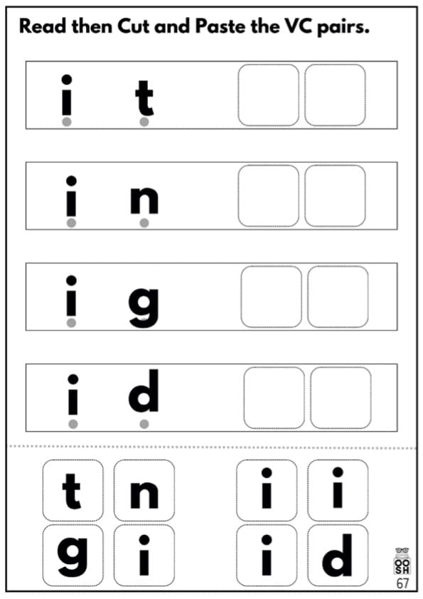Short I CVC Phonics Workbook | -it -in -ig -id -ib -ip -ix -im Word Families | 1st Grade CVC Words