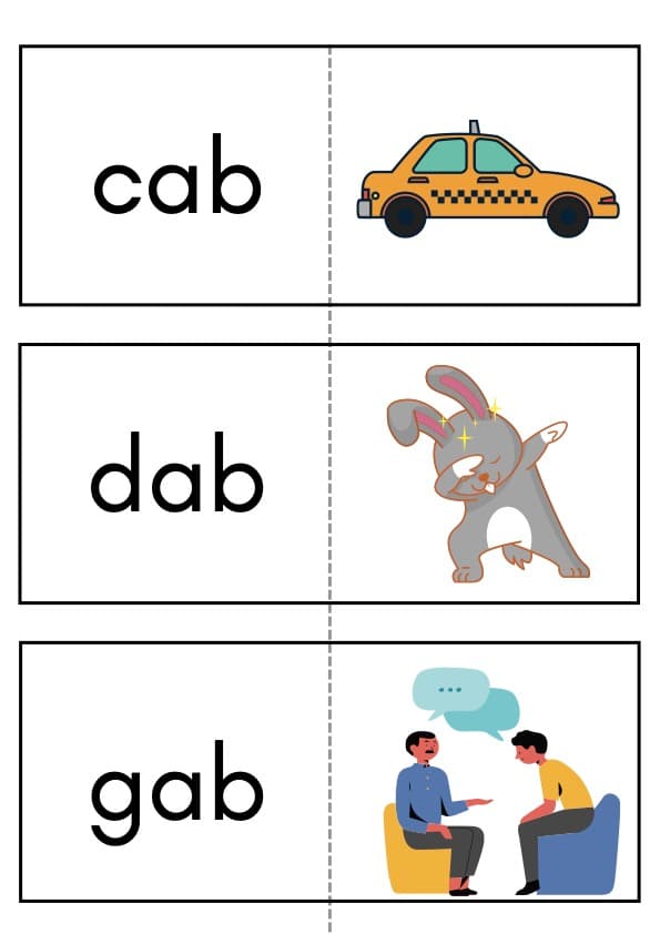 Short A CVC Flash Cards | 42 Picture Word Cards for Phonics | Kindergarten CVC Words