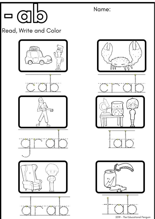 Short A CVC Worksheets | 7 Word Families with Cut and Paste | 31 Pages Kindergarten ESL