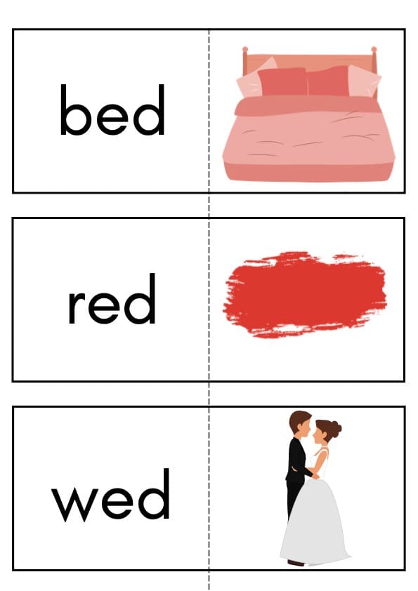 Short E CVC Flash Cards | 26 Picture Word Cards for Phonics | Kindergarten CVC Words