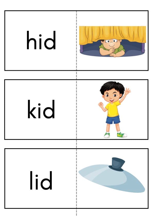 Short I CVC Flash Cards | 32 Picture Word Cards for Phonics | Kindergarten CVC Words
